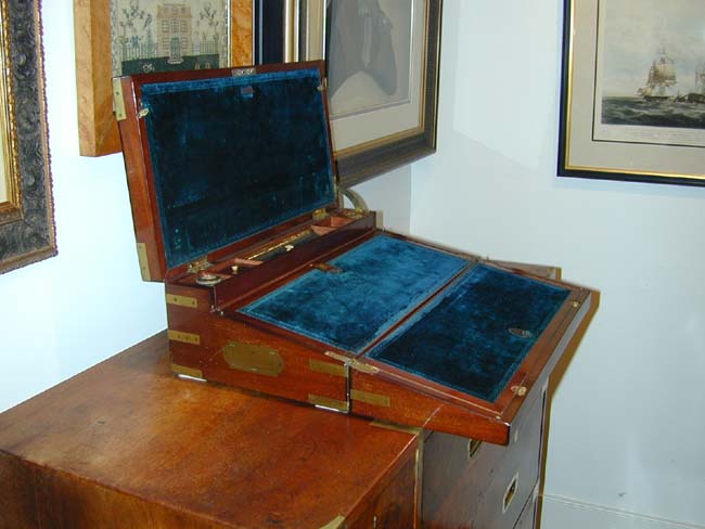 A Fine English Regency Period Brass Bound Campaign Style Mahogany Writing Slope circa 1820 — image 5