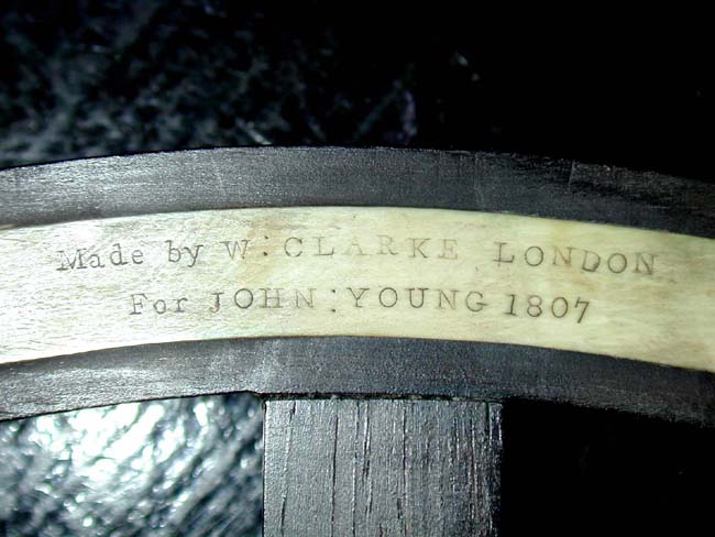 An Ebony and Brass Quadrant with Ivory scales made by William Clarke of London and dated 1807 — image 2