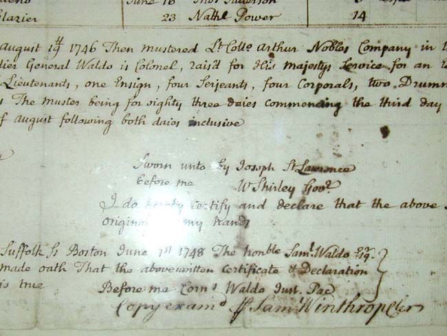 A RARE Boston Colonial 'Muster' List dated June 1, 1748 for an Expedition against Canada