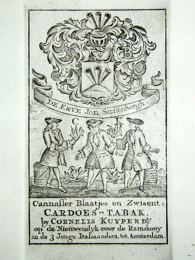 A Finely engraved 18th century Dutch advertising plate for the firm of Cornelis Kuyper, tobacco dealers of Amsterdam. — image 2