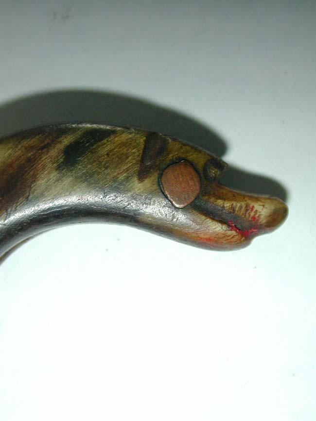A Revolutionary War period Knife with 7" curved blade marked 'P' and 'C' and a horn mounted grip with dog's head pommel circa 1760. — image 2