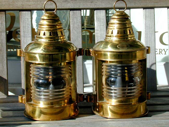 A Pair of Ship's Masthead Lamps, Electrified, made by PERKO (Perkins Marine Lamp Co.) circa 1930