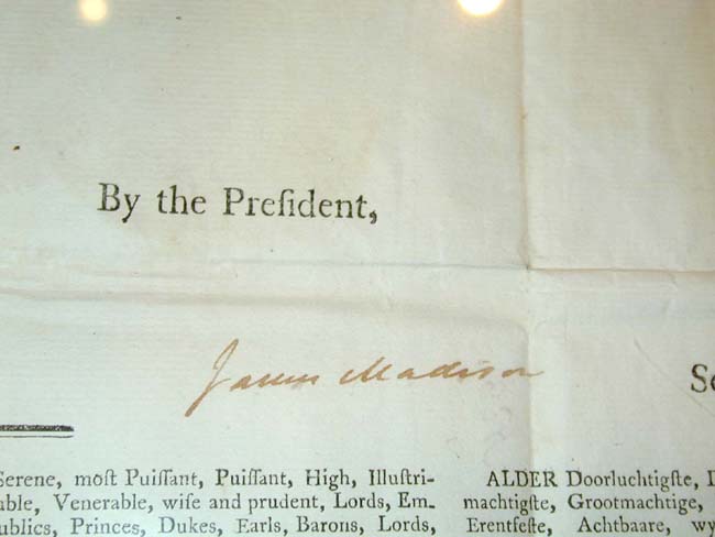 A Fine Four Language ship's Passport Signed by President THOMAS JEFFERSON and Secy of State JAMES MADISON and dated Oct. 14, 1805. — image 4