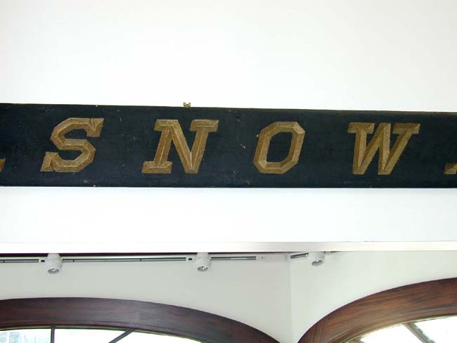A 19th century American Ship's Carved and Painted Name Board for the ship "A. M. SNOW" circa 1860