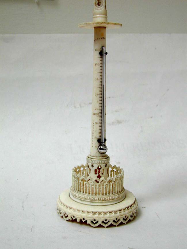 A Carved Ivory Thermometer Stand circa 1880