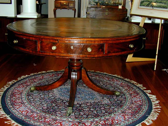 A Fine Leather Topped English Regency Period Revolving Library drum Table circa 1815