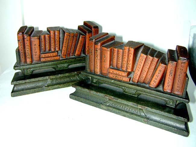 A fine pair of Antique Bookends featuring miniature books by the famous authors and poets circa 1930 — image 2