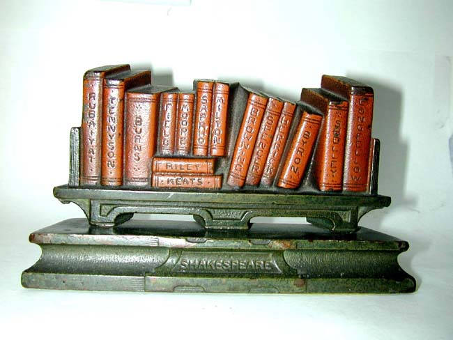 A fine pair of Antique Bookends featuring miniature books by the famous authors and poets circa 1930