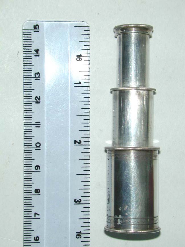 A Fine Antique Miniature Silver Two-draw Pocket Telescope with Original Red-Leather Carrying Case circa 1820 — image 2