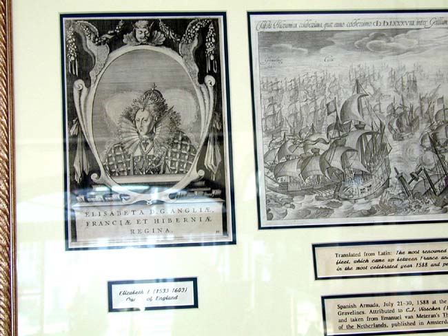 A Framed Group of Engravings of Queen Elizabeth I, the Armada and Philip II of Spain published in Amsterdam in 1640 by Van Meteran. — image 2