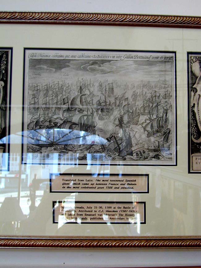 A Framed Group of Engravings of Queen Elizabeth I, the Armada and Philip II of Spain published in Amsterdam in 1640 by Van Meteran. — image 3