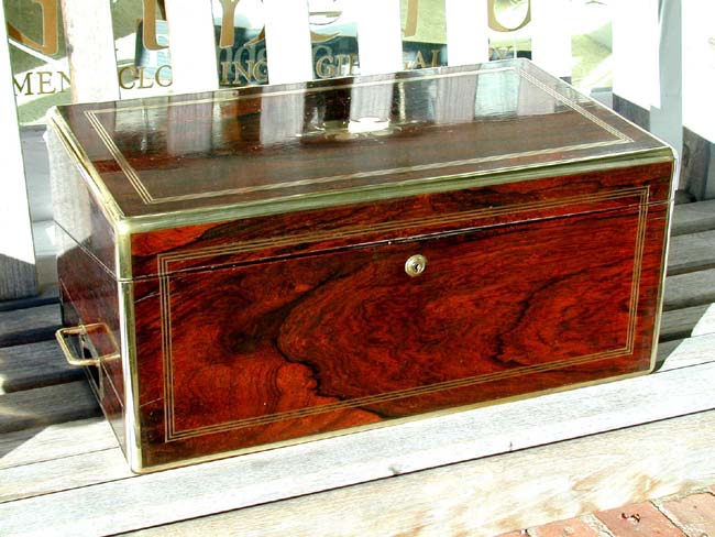 A Fine Brass-Bound Rosewood Writing Box inscribed 'Blandford Neighbor, December 9, 1850'