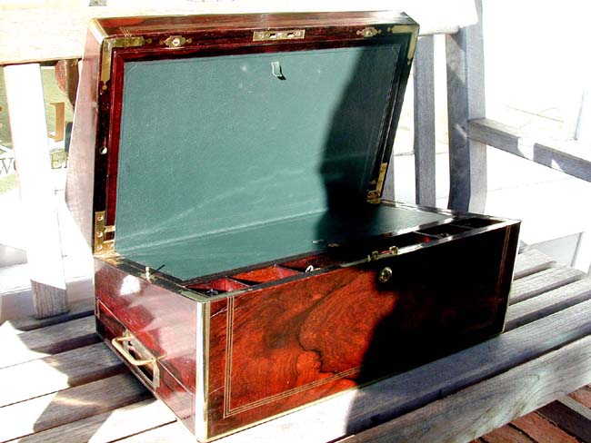 A Fine Brass-Bound Rosewood Writing Box inscribed 'Blandford Neighbor, December 9, 1850' — image 2