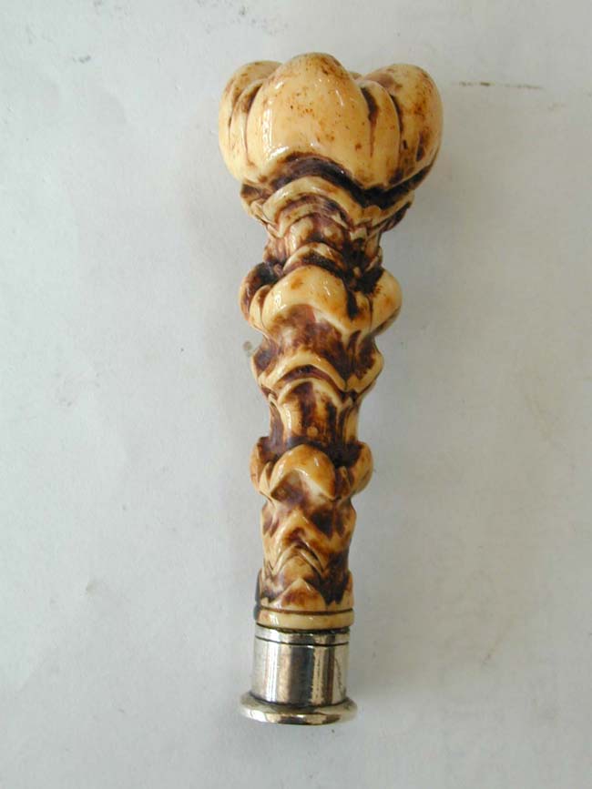 A Fine and Unusual Early 18th century Carved Ivory Silver-Mounted Desk Seal circa 1700-1730