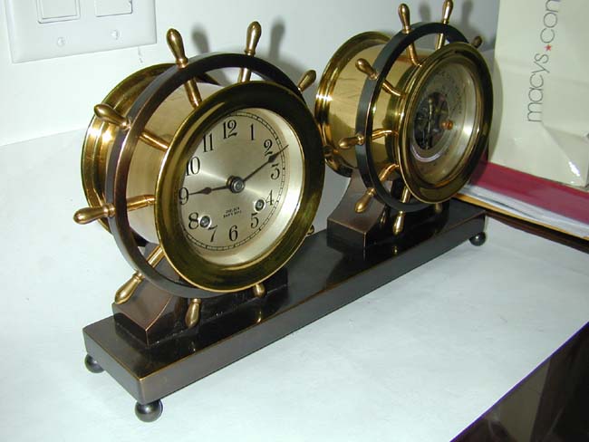A Chelsea Ship's Bell Clock and Barometer Set circa 1930. — image 2