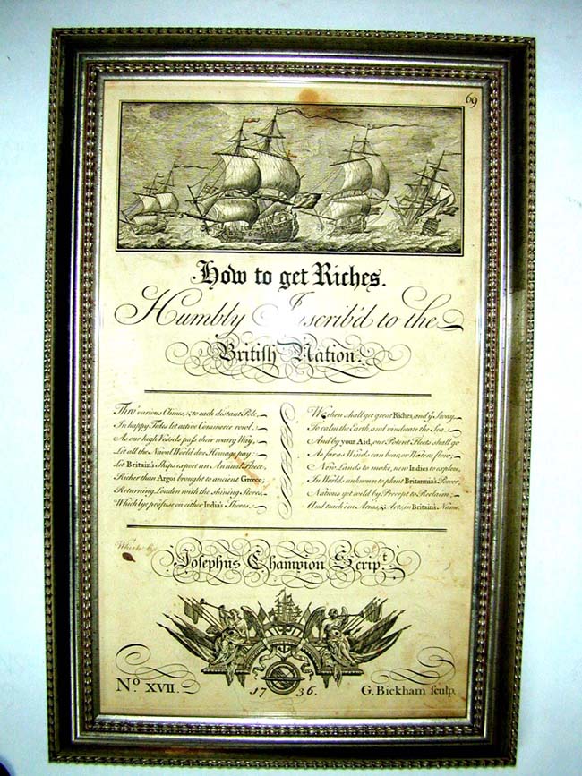 A Wonderful 18th century Engraving entitled 'HOW TO GET RICHES Humbly Inscribed to the British Nation' published in 1736.