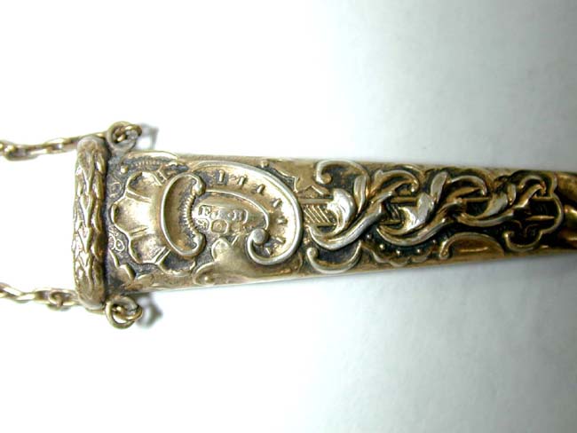 An Antique Victorian 14 k Gold Scissors, Gold Chain and Gilt Silver Case circa 1880 — image 2