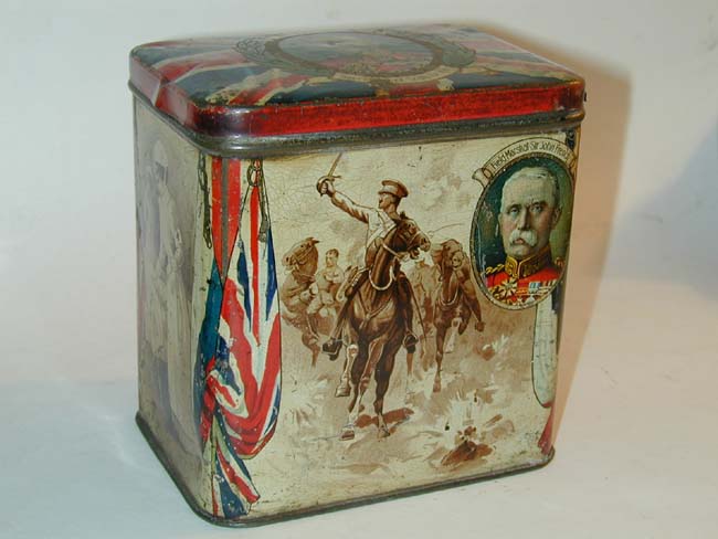 A Lozenze Tin circa 1914 Featuring Portraits of Admiral Sir John Jellicoe, Field Marshall Sir John French and Earl Kitchener of Khartoum, Secretary for War