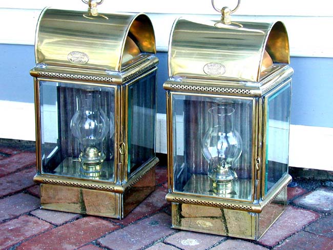 A Fine Pair of Antique Davies Ships' Bulhead Lamps circa 1900