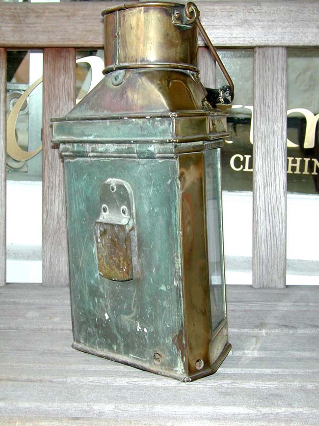 A Ship's Bulkhead Lamp with original burner and rare porcelain reflective back plate by Bulpitt, circa 1902. — image 2
