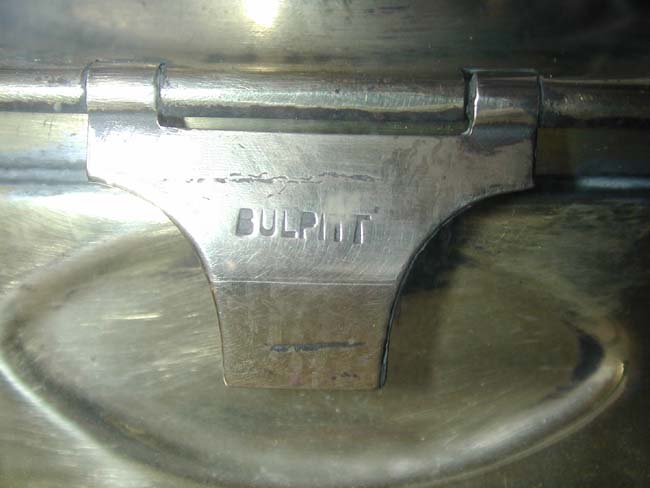 A Ship's Bulkhead Lamp with original burner and rare porcelain reflective back plate by Bulpitt, circa 1902. — image 3