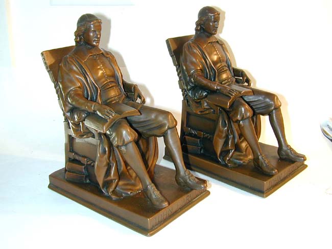 One of the Rarest and Finest Pair of Antique 'JOHN HARVARD' Bookends circa 1900-1915 on the Market Today! Designed by the famous American sculptor Daniel C. French (1850-1931)