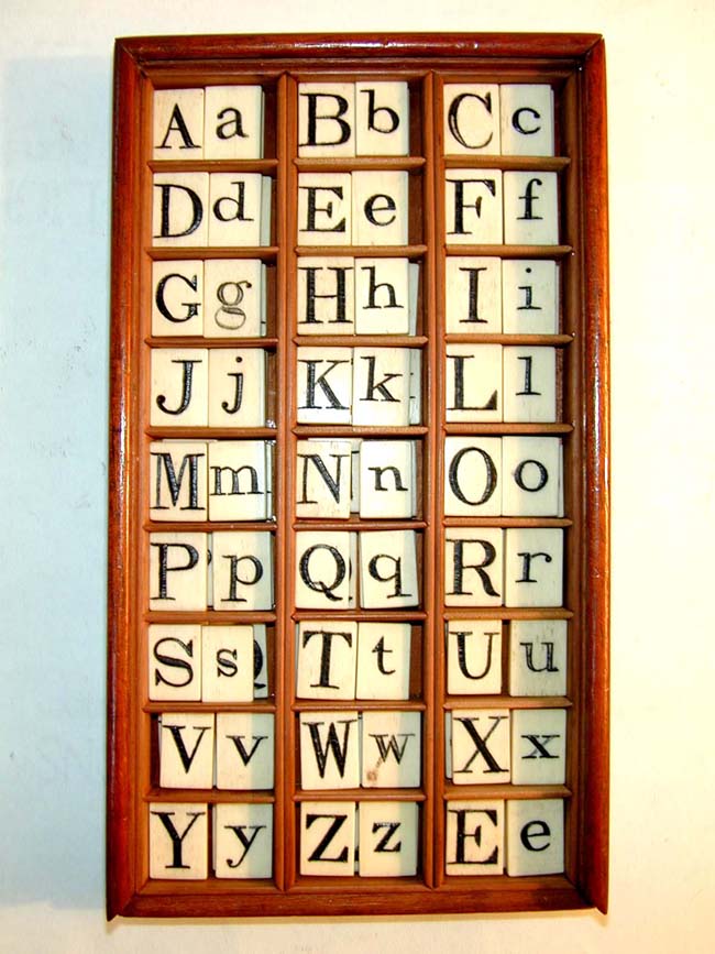 One of the Finest Antique (circa 1840) Bone Alphabet Sets on the Market Today!