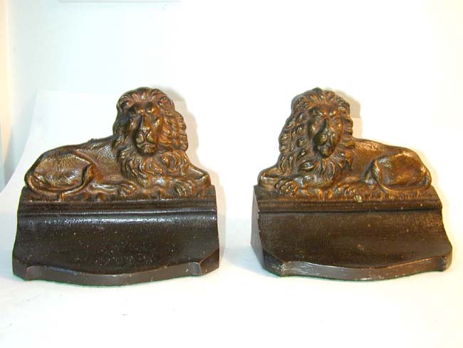A Pair An Antique Lion Bookends by BRADLEY & HUBBARD circa 1900