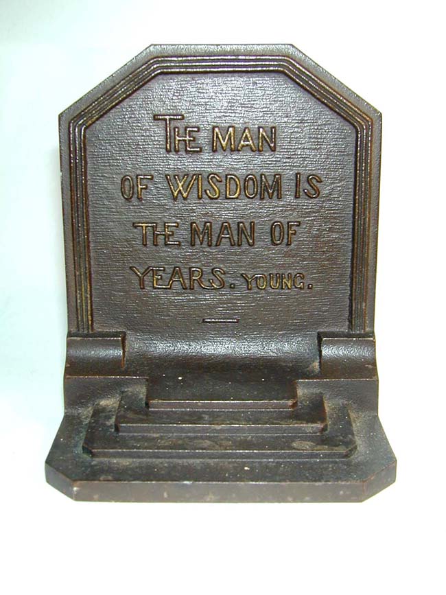 A Pair of Antique Bookends by Bradley & Hubbard Featuring Quotes by Pope and Young circa 1920 — image 2