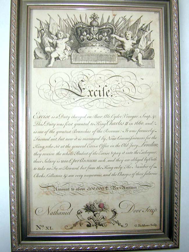 A Rare 18th century engraving entitled "EXCISE" published in 1741 by George Bickham