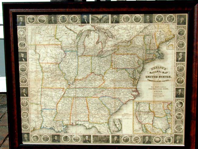 PHELP'S NATIONAL MAP OF THE UNITED STATES published by Ensign & Thayer in 1849