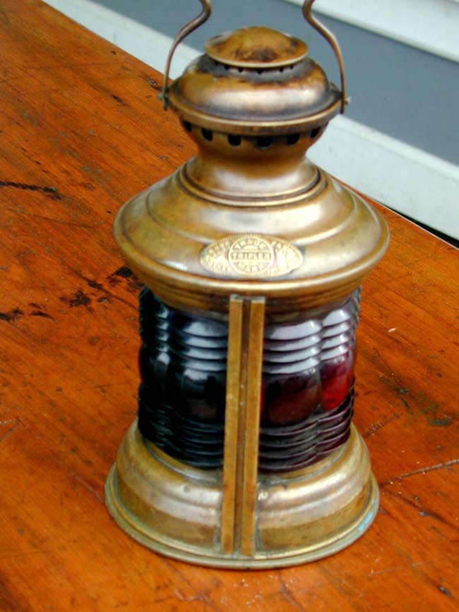 A Rare All Brass American Combination Port and Starboard Running Lamp by TRIPLEX circa 1913