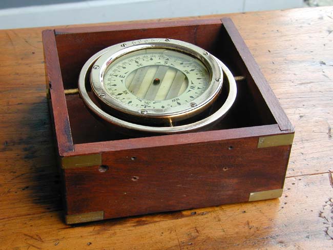 An Early 1900's boxed Ship's Compass by 'Star Pathfinder' of Milton, Mass.