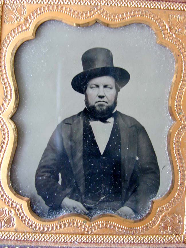 A mid 19th century Ambrotype of a bearded Man wearing a hat circa 1850-1870