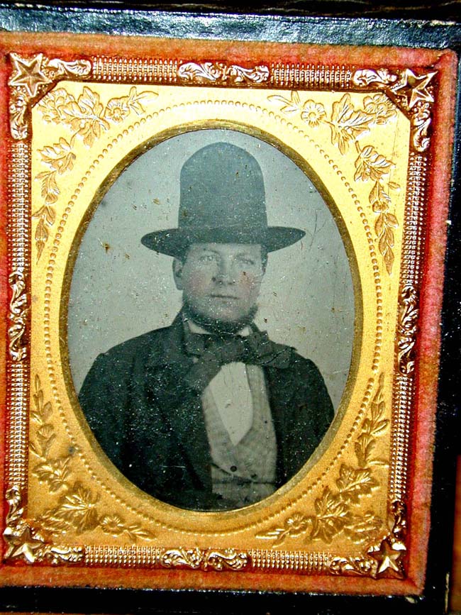 A Mid 19th century Ambrotype Image of a Man wearing a tall hat — image 3