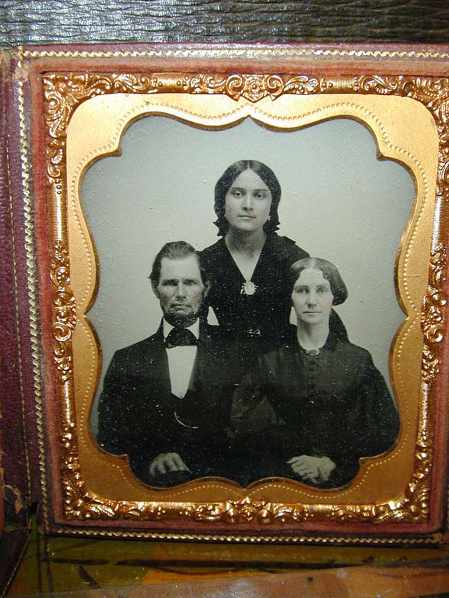 A Good mid 19th century Ambrotype of Two Women and a Man