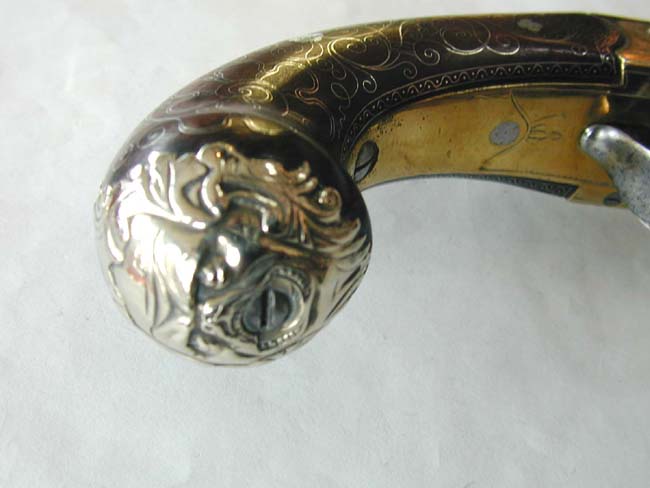 A Magnificent 18th century British Double Barrelled   Silver mounted Flintlock Pistol by John Parkes of London circa 1770. — image 5