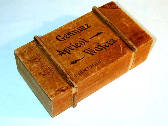 A Charming 19th century set of Dominoes in a 19th century box inscribed 'Genuine Apricot Wafers'