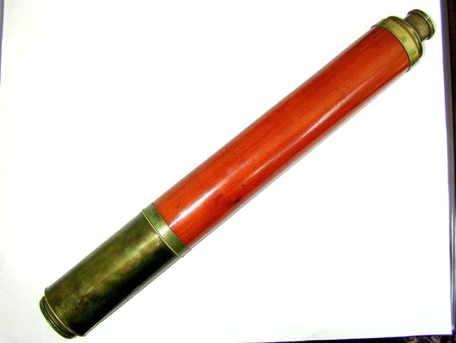 An Early 19th Century Single-Draw Telescope signed "Dolland, London" circa 1800-1820 with its' original hand stitched black leather protective carrying case.