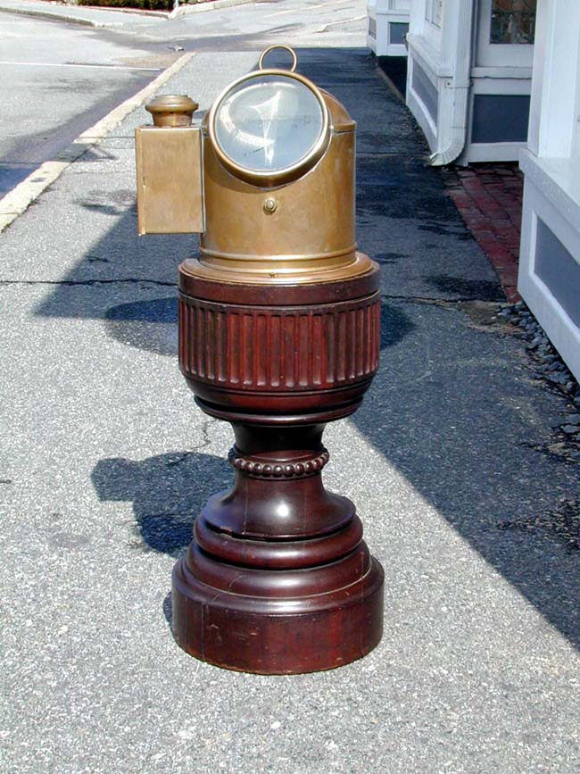 An Early 20th century Compass Binnacle Mounted on a Mahogany Base