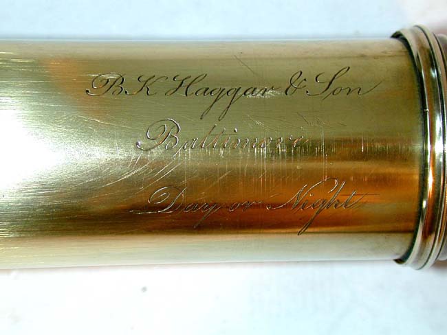 A mid 19th century Two-Draw Telescope signed "B.K. Haggar & Son, BALTIMORE," circa 1845-1850 — image 2