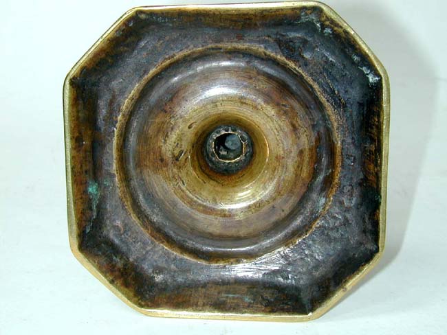 A Single 18th century Brass Candlestick circa 1750 with stepped Octagonal Base. — image 2