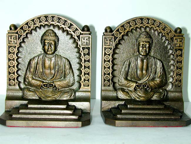 A Pair of Antique Bookends by Bradley & Hubbard depicting Budha circa 1925