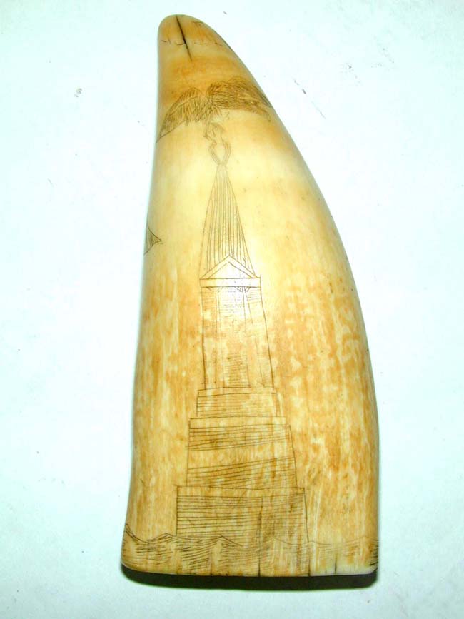 A Wonderful 19th century American Patriotic Scrimshawed Whale's Tooth — image 2