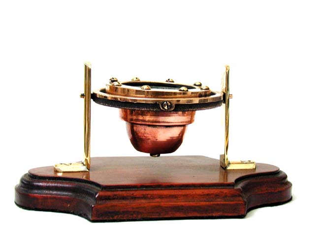 A Charming Small Brass and Copper Dory Compass circa 1910, mounted on a mahogany stand. — image 2