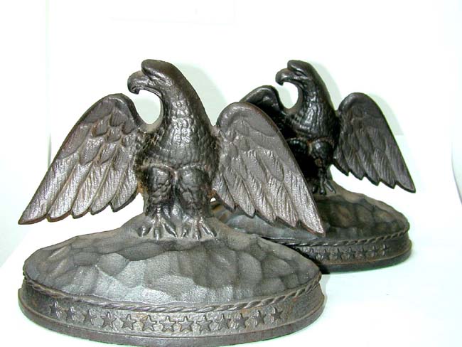 A Pair of Antique Cast Iron Eagle Bookends by the Hamilton Foundry circa 1929.
