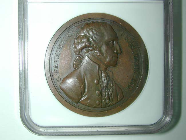 A RARE U.S. Mint Striking  of the WASHINGTON Sansom Medal circa 1859-1870 NGC graded MS-64