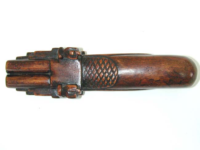 A RARE late 18th century Carved Snuff Box in the form of a Double-Barrelled Flintlock Pistol — image 3
