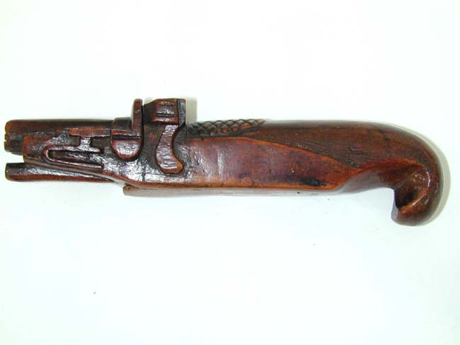 A RARE late 18th century Carved Snuff Box in the form of a Double-Barrelled Flintlock Pistol — image 2