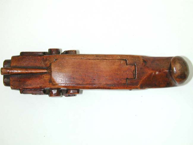 A RARE late 18th century Carved Snuff Box in the form of a Double-Barrelled Flintlock Pistol — image 4